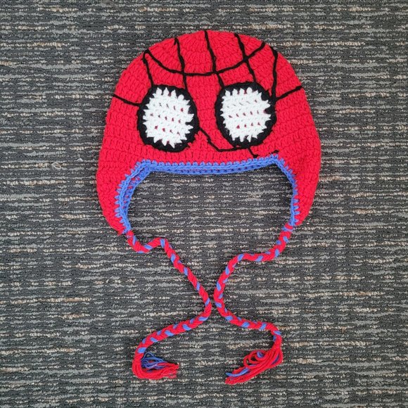 Spiderman Spiderverse Beanie Winter Hat with Ties - Picture 1 of 2